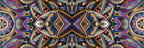 Abstract ethnic rug ornamental seamless pattern. Vector vintage background.