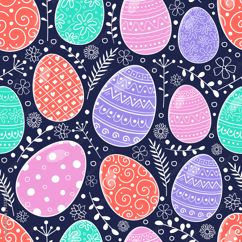 Seamless texture with cute Easter eggs. Vector Seamless texture with cute Easter eggs. Vector