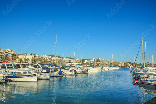 Busy harbour with boats in Port de Alcudia, Mallorca, Spain © Joppi