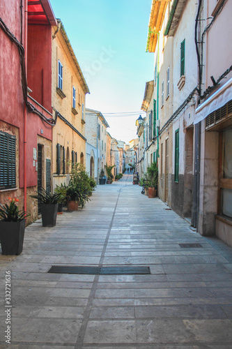 Empty street in Alcudia  Mallorca  Spain