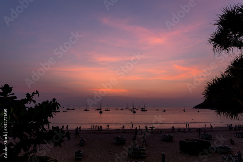 pink sunset on the beach