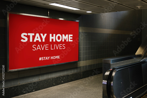 Stay Home quarantine coronavirus epidemic Billboard for social media, stay home save lives hashtag