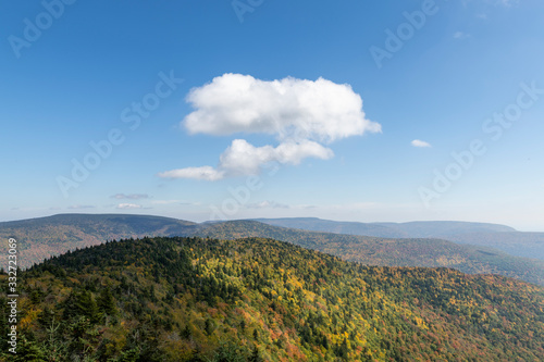 Puffy White Cloud Over a Catskill Mountain in Autumn