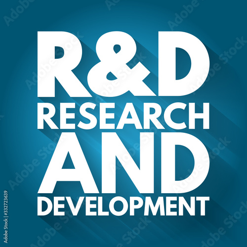 R&D - Research and Development acronym, business concept background
