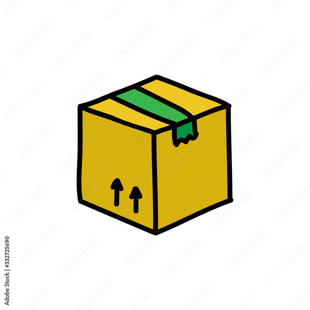 shipping box doodle icon, vector illustration shipping box doodle icon, vector illustration