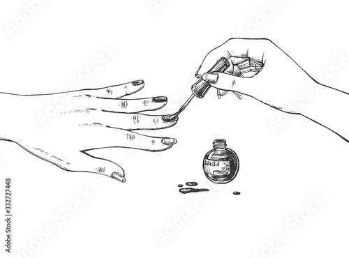 Female hand applying nail polish