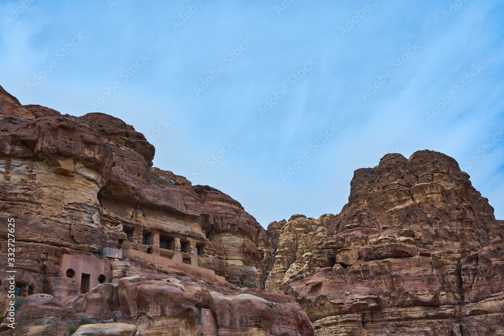 Tombs and caves in Wadi Musa (Petra), Jordan