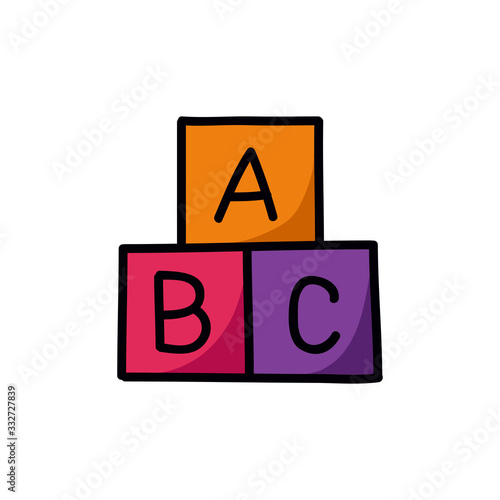 alphabet cubes doodle icon, vector illustration
