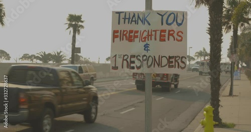 Poster thanking firefighters Thomas Fire Ventura CA Dec 2017