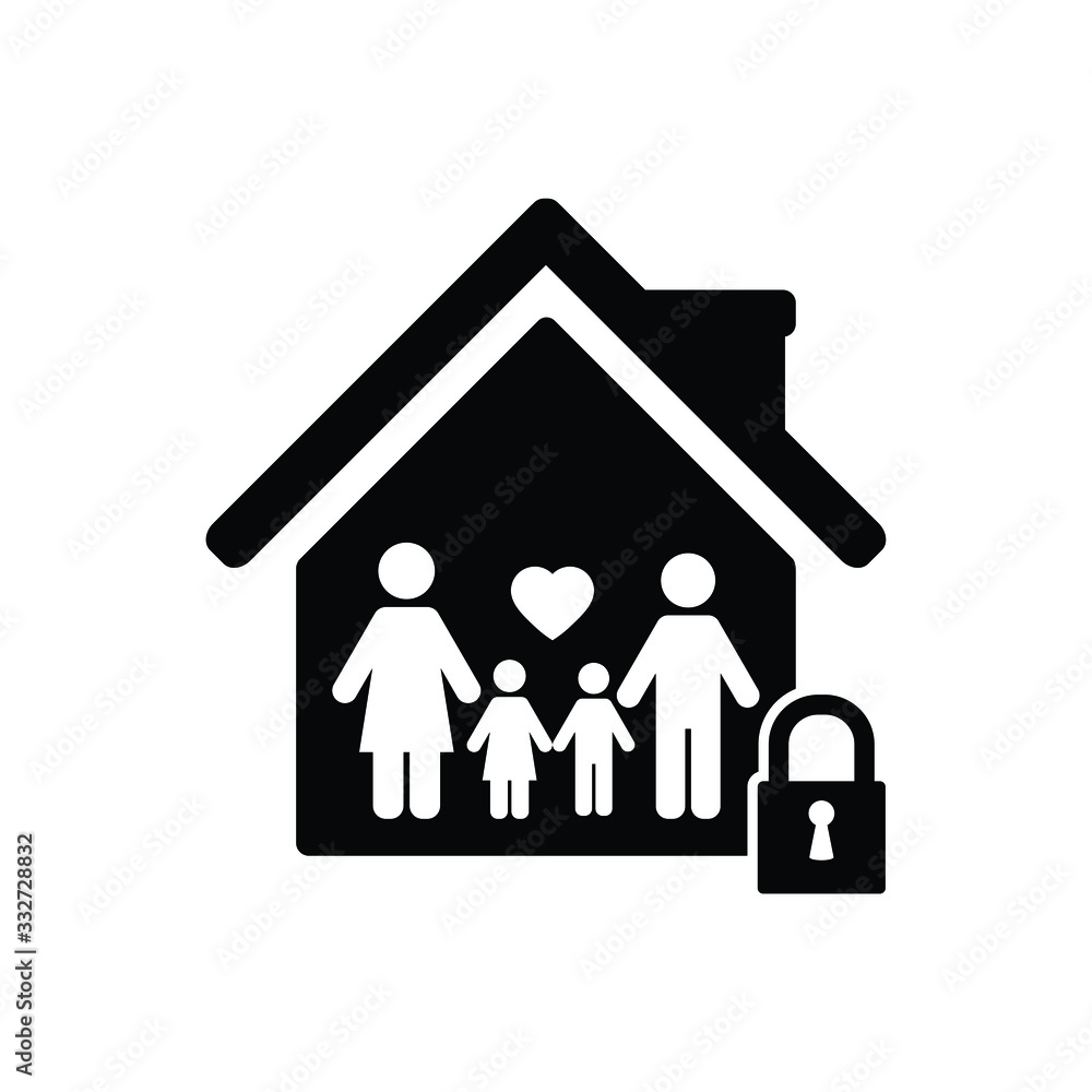 lockdown icon home icon with lock symbol quarantine stay home sign lockdown icon home icon with lock symbol quarantine stay home sign