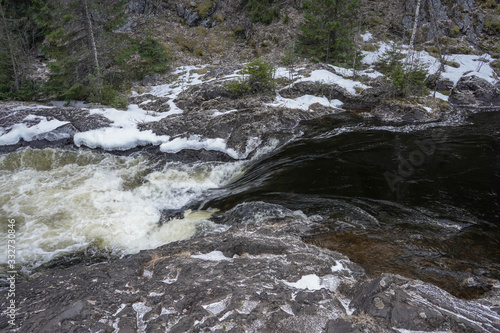  Karelia nature and spring waterfall