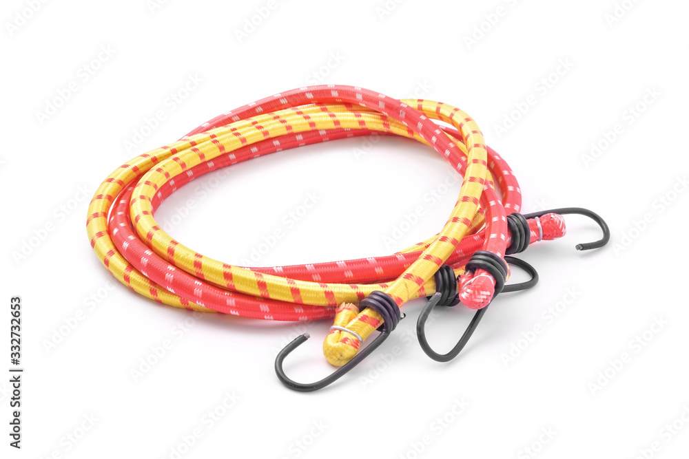 Elastic hook bungee cords isolated Elastic hook bungee cords isolated