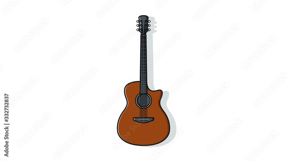 Naklejka premium Acoustic Guitar flat design vector illustration