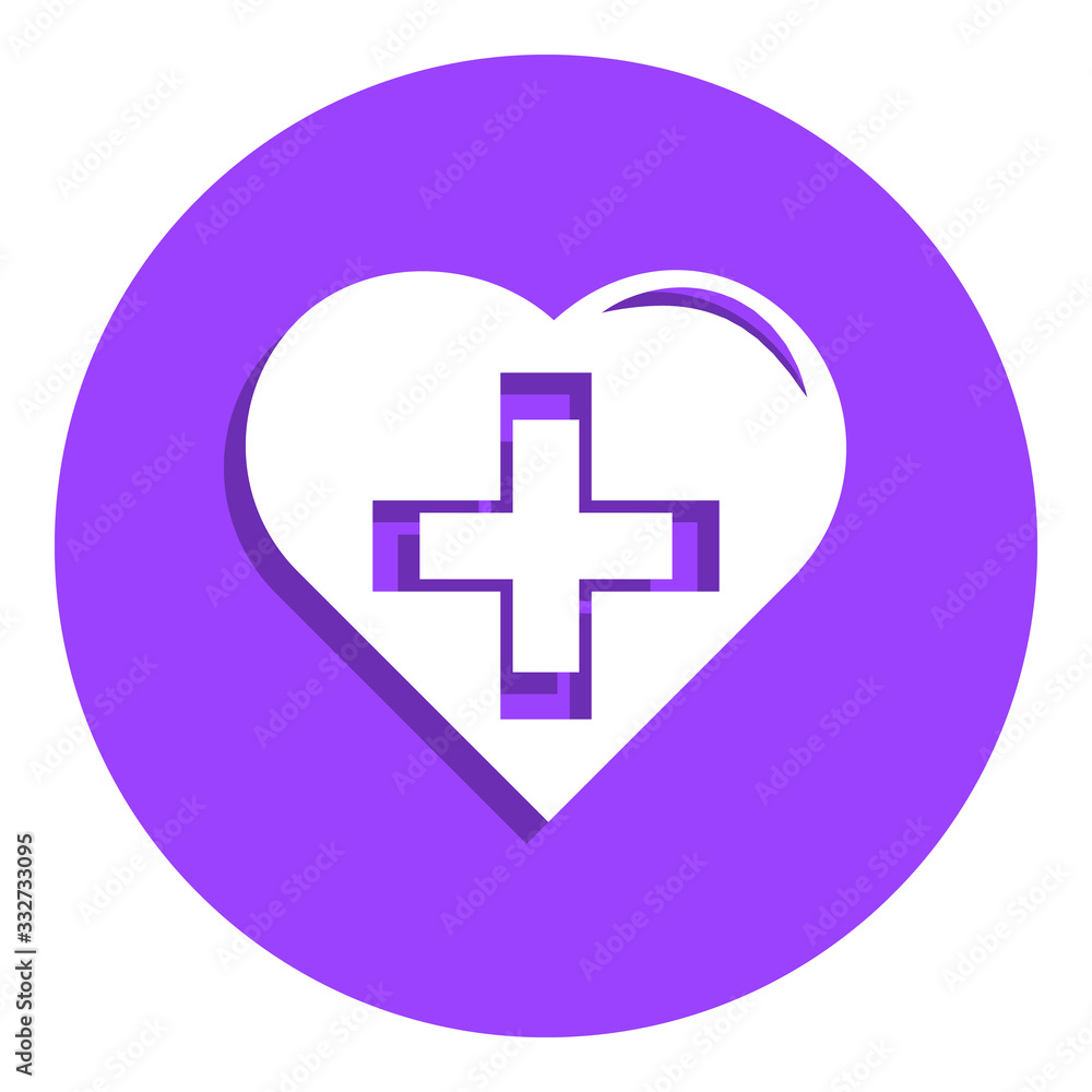 Obraz premium heart and cross medical badge icon. Simple glyph, flat vector of Medicine icons for ui and ux, website or mobile application