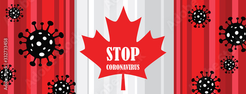 Corona Virus in Canada. 2019-nCoV. CoronaVirus Global Spread and Concept of Icon of Stopping Corona Virus. Flu and lung disease spreading of world. Dangerous Chinese ncov corona virus, risk alert.