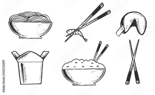 Oriental takeaway fast food set
