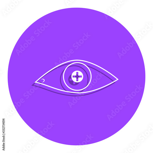 eye with farsightedness problems badge icon. Simple glyph, flat vector of Medicine icons for ui and ux, website or mobile application