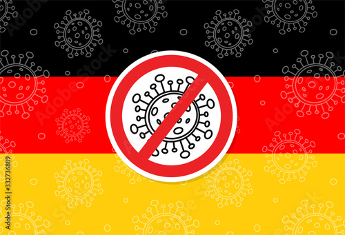 Corona Virus in Garmany. 2019-nCoV. CoronaVirus Global Spread and Concept of Icon of Stopping Corona Virus. Flu and lung disease spreading of world. Dangerous Chinese ncov corona virus, risk alert.