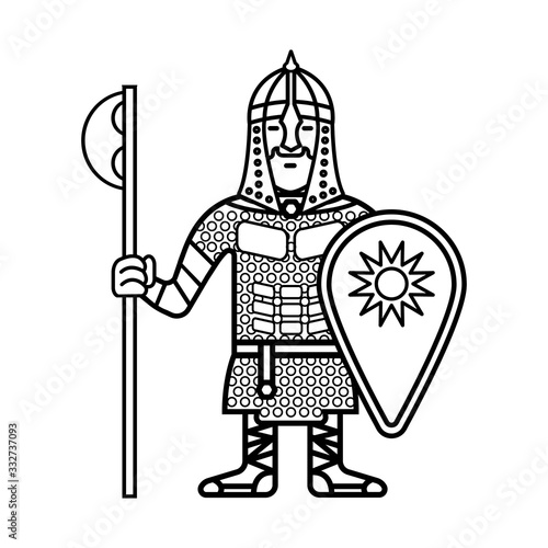 russian warrior line icon soldier