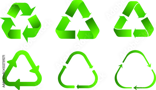 Recycle icon symbol vector. Recycling and rotation arrow icon pack. Vector illustration.