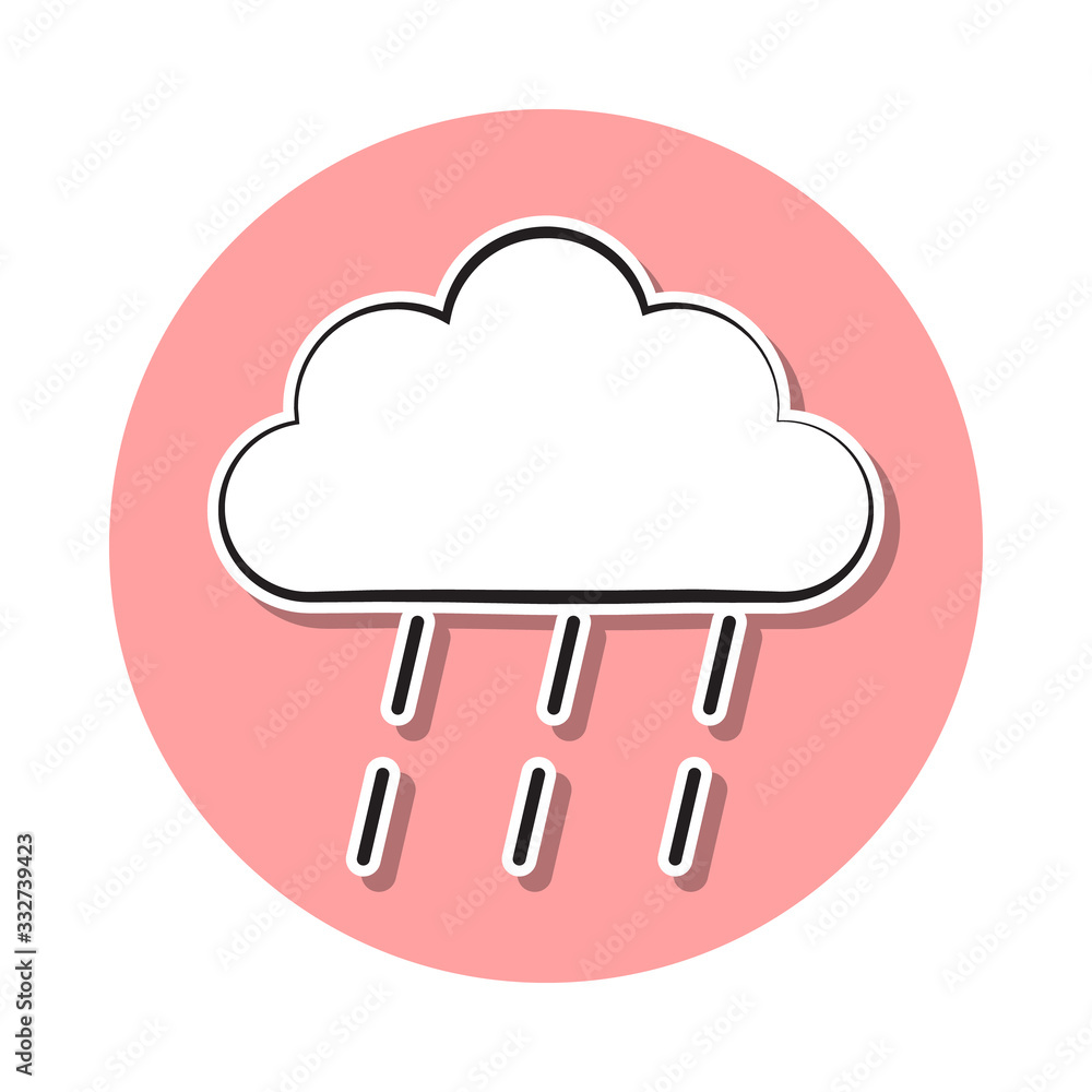 a sign of rainy weather sticker icon. Simple thin line, outline vector of Weather icons for ui and ux, website or mobile application a sign of rainy weather sticker icon. Simple thin line, outline vector of Weather icons for ui and ux, website or mobile application