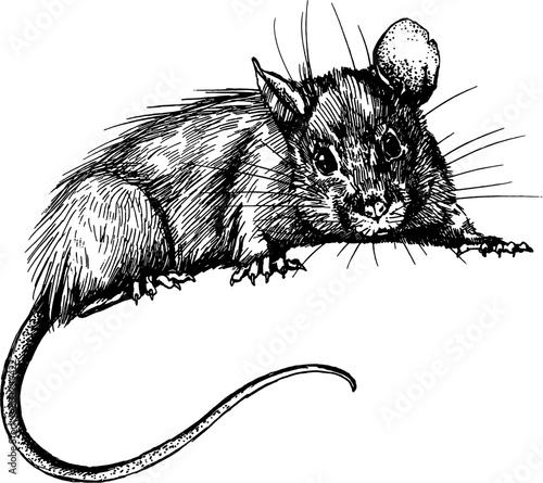 new year mouse, rat clip art graphics linner vector