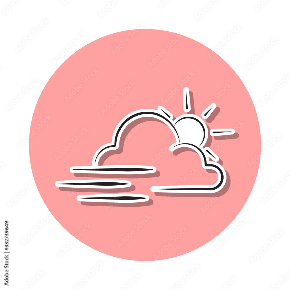a sign of strong wind with the sun sticker icon. Simple thin line, outline vector of Weather icons for ui and ux, website or mobile application a sign of strong wind with the sun sticker icon. Simple thin line, outline vector of Weather icons for ui and ux, website or mobile application
