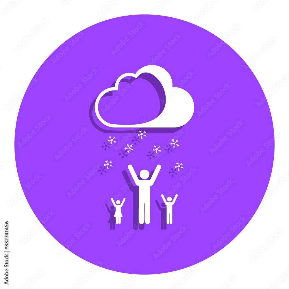 family under snow badge icon. Simple glyph, flat vector of Weather icons for ui and ux, website or mobile application family under snow badge icon. Simple glyph, flat vector of Weather icons for ui and ux, website or mobile application