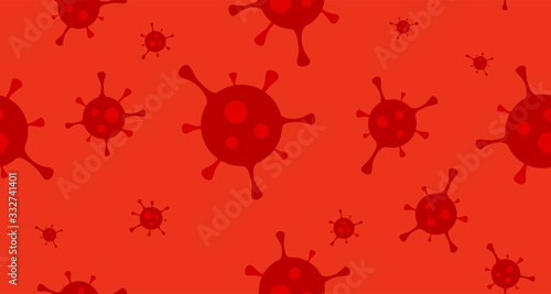 Coronavirus or Flu Virus Vector Seamless Background in Cartoon Flat style - Looped texture illustration.