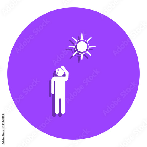 a man under a hot sun badge icon. Simple glyph, flat vector of Weather icons for ui and ux, website or mobile application