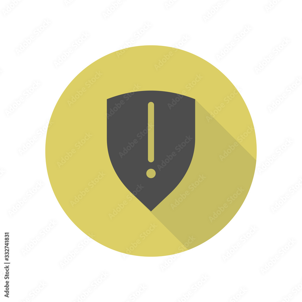 shield exclamation mark long shadow icon. Simple glyph, flat vector of WEB icons for ui and ux, website or mobile application shield exclamation mark long shadow icon. Simple glyph, flat vector of WEB icons for ui and ux, website or mobile application