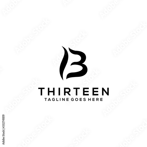 Creative Illustration modern number thirteen sign geometric logo design template