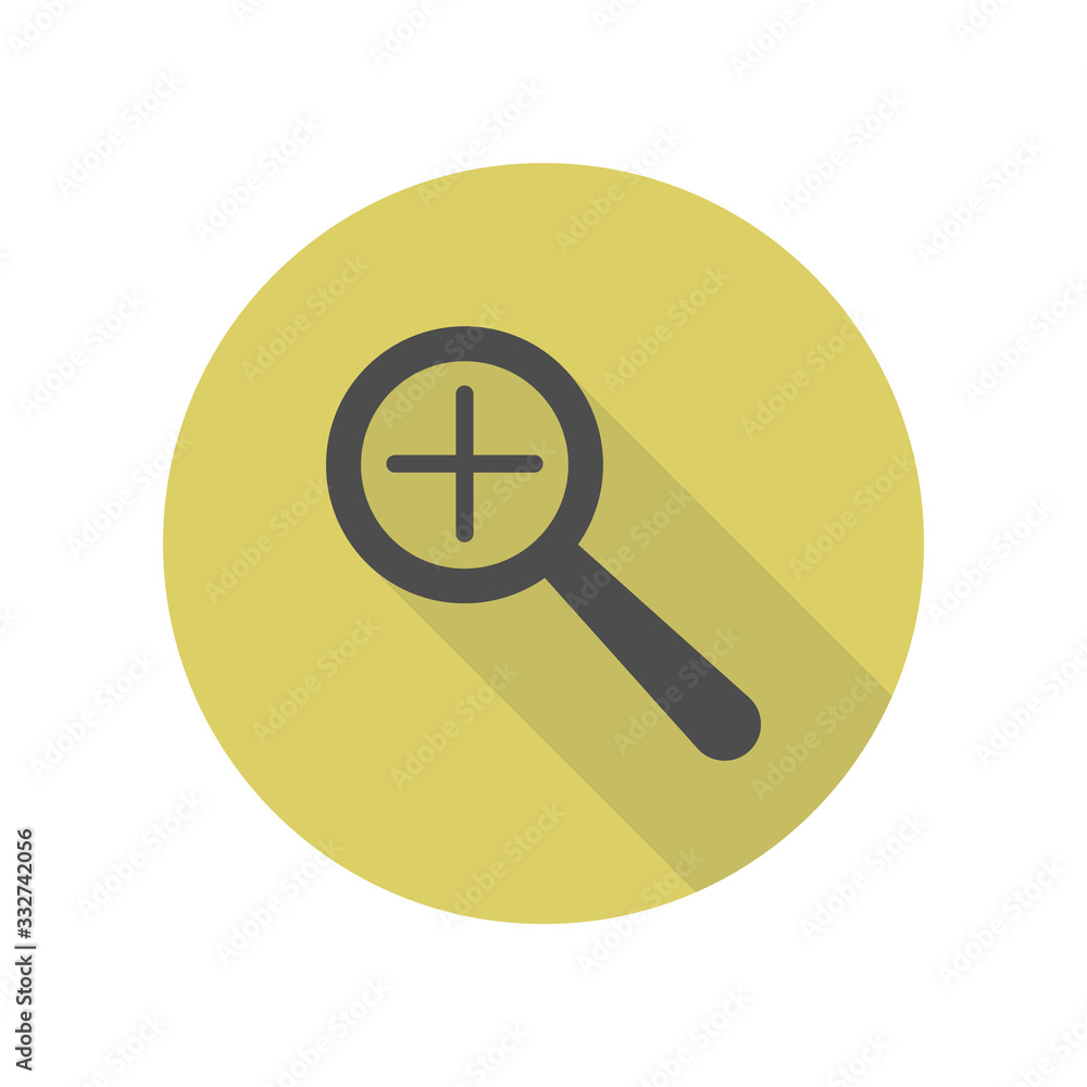 magnifier plus long shadow icon. Simple glyph, flat vector of WEB icons for ui and ux, website or mobile application magnifier plus long shadow icon. Simple glyph, flat vector of WEB icons for ui and ux, website or mobile application