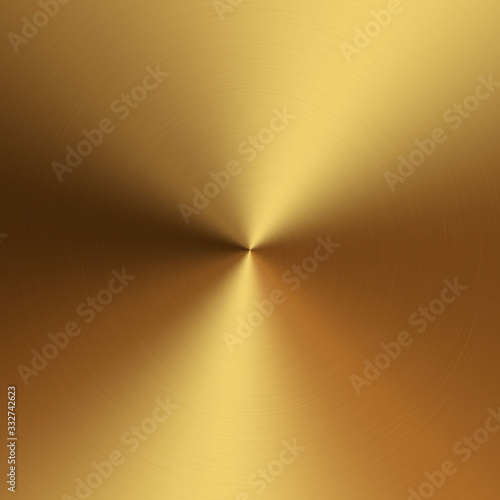 Gold metallic radial gradient with scratches. Gold foil surface texture effect. Vector illustration