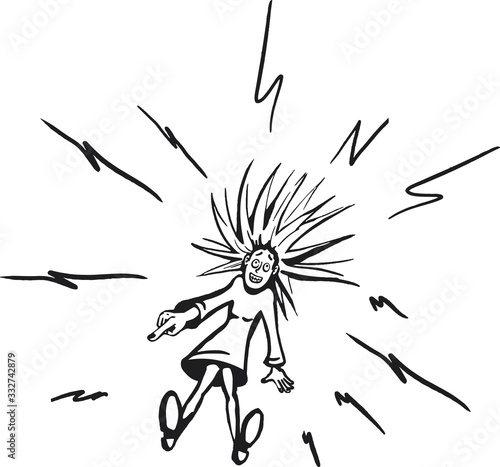 An image of a woman being electrocuted