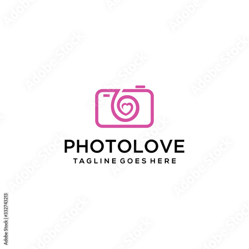 Inspiration abstract logo camera with lens shaped heart sign logo design.
