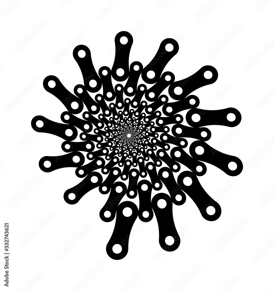 Technical bike, auto design. Pattern, logo, symbol in the form of chain elements, concentric spiral. Eps 10 Technical bike, auto design. Pattern, logo, symbol in the form of chain elements, concentric spiral. Eps 10