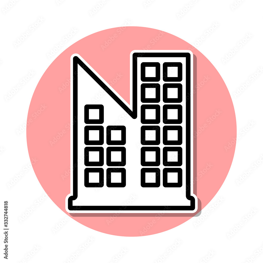 office building sticker icon. Simple thin line, outline vector of web icons for ui and ux, website or mobile application office building sticker icon. Simple thin line, outline vector of web icons for ui and ux, website or mobile application