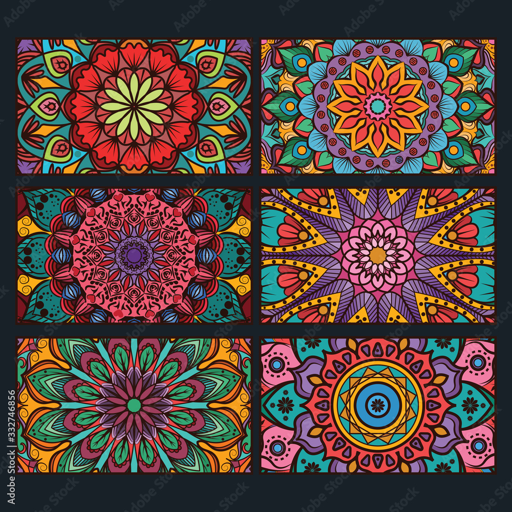 Colorful decorative mandala banners collection