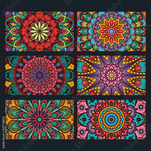 Colorful decorative mandala banners collection