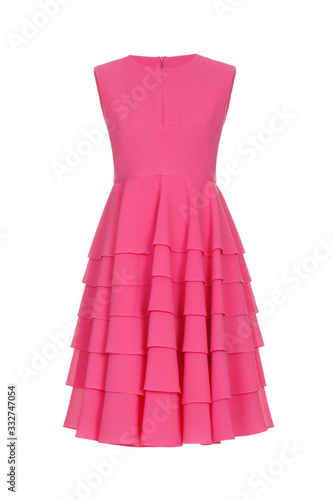 Pink beautiful elegant dress isolated on white background