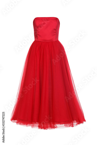 Red dress  isolated on white background.