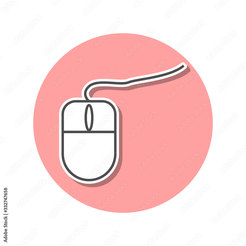 PC mouse sticker icon. Simple thin line, outline vector of web icons for ui and ux, website or mobile application PC mouse sticker icon. Simple thin line, outline vector of web icons for ui and ux, website or mobile application