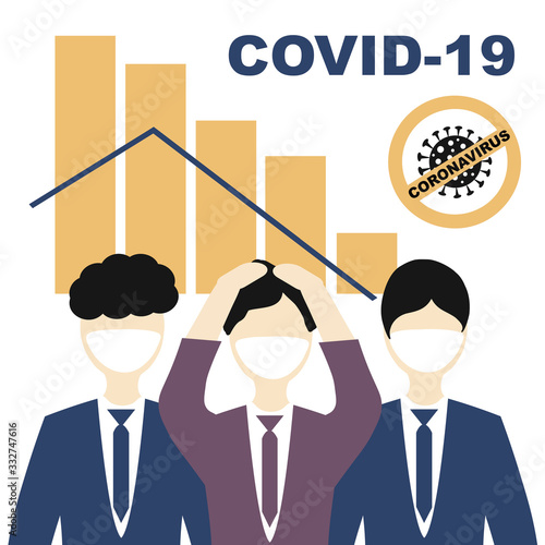 Business collapse, economic downturn  due to the coronovirus pandemic. Businessmen holding on to their heads.  Coronavirus concept Novel coronavirus 2019-nCoV, covid-19