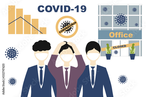 Business collapse, economic downturn  due to the coronovirus pandemic. Businessmen holding on to their heads.  Coronavirus concept Novel coronavirus 2019-nCoV, covid-19