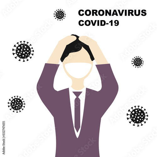 Business collapse, economic downturn  due to the coronovirus pandemic. Businessmen holding on to their heads.  Coronavirus concept Novel coronavirus 2019-nCoV, covid-19