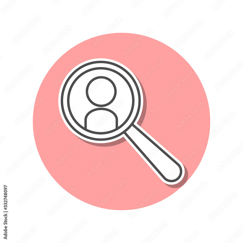 personnel search sticker icon. Simple thin line, outline vector of web icons for ui and ux, website or mobile application personnel search sticker icon. Simple thin line, outline vector of web icons for ui and ux, website or mobile application