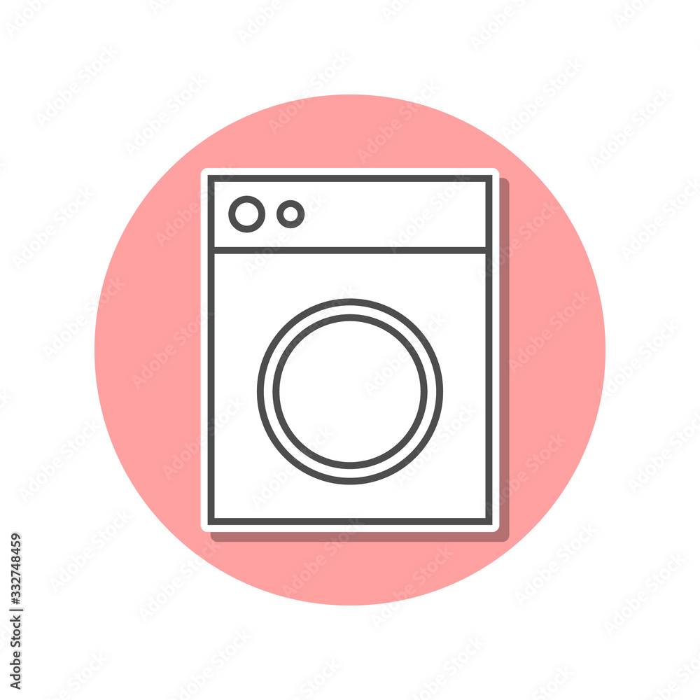 washing machine sticker icon. Simple thin line, outline vector of web icons for ui and ux, website or mobile application washing machine sticker icon. Simple thin line, outline vector of web icons for ui and ux, website or mobile application