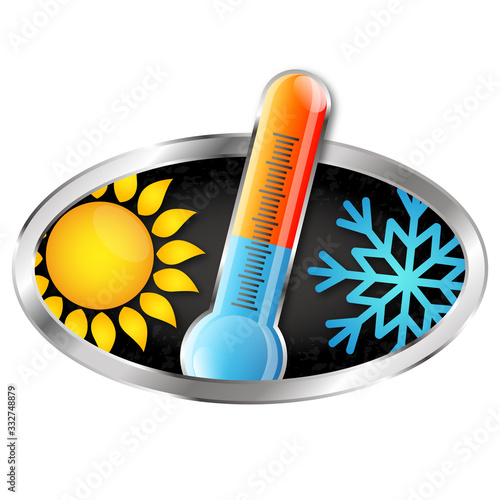 Thermometer sun and snowflake cooling and heating air conditioning symbol photo