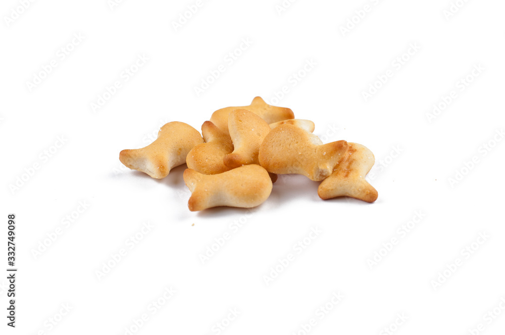 Salty snacks isolated on white background.Copy space Salty snacks isolated on white background.Copy space